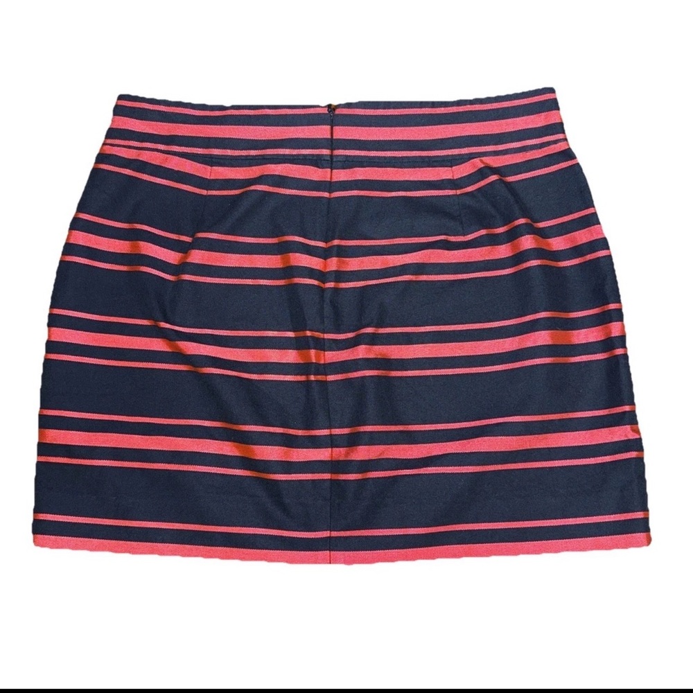 J. Crew Striped Mini Skirt Navy Red Cotton Blend Size 8 Preppy Casual Nautical - Picture 2 of 4